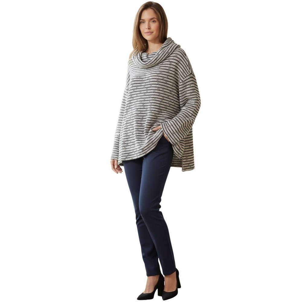 Merona Striped Coastal Preppy Striped Cowl Neck Sweater Cotton‎ Blend XL